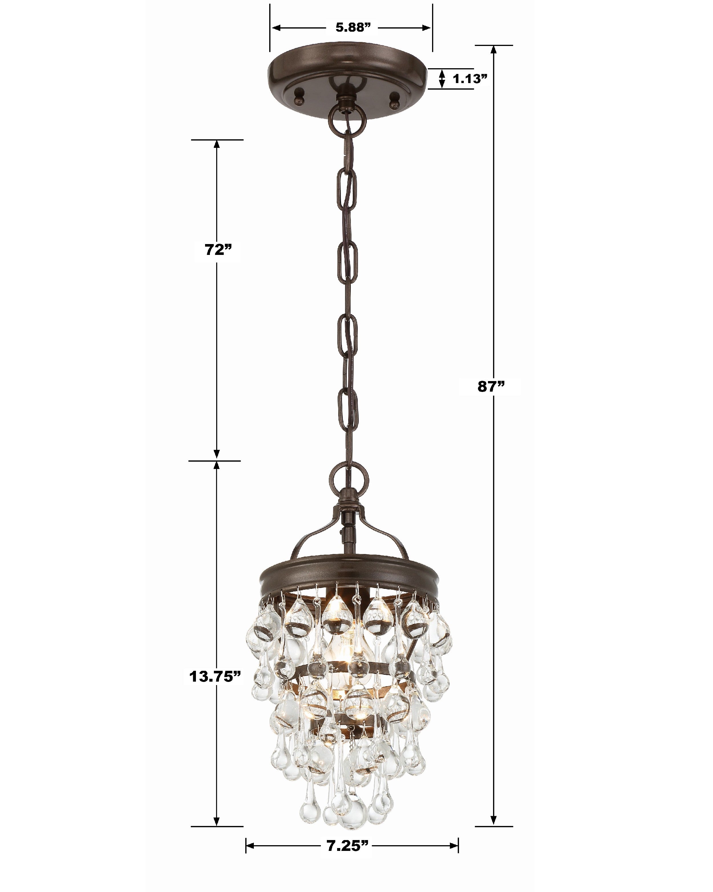 Crystorama Calypso 131-VZ – 7.25 Inch – 1 Light – Pendant Light – Vibrant Bronze – Damp Rated