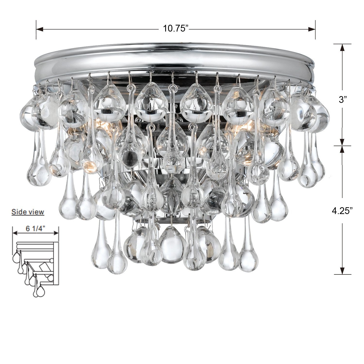 Crystorama Calypso 132-CH – 10.75 Inch – 2 Light – Sconce – Polished Chrome – Damp Rated