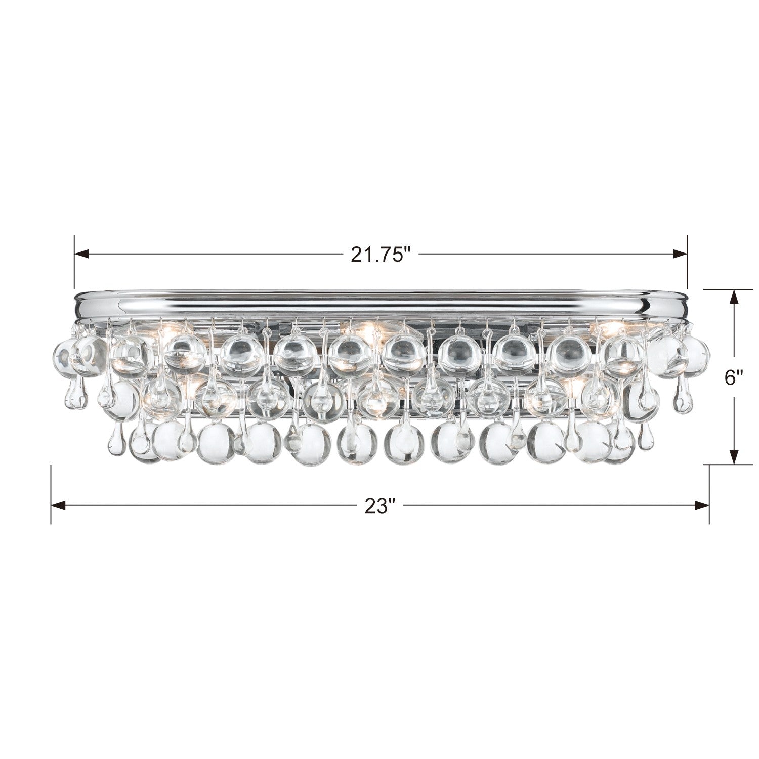 Crystorama Calypso 133-CH – 23 Inch – 6 Light – Bath Vanity Light – Polished Chrome – Damp Rated