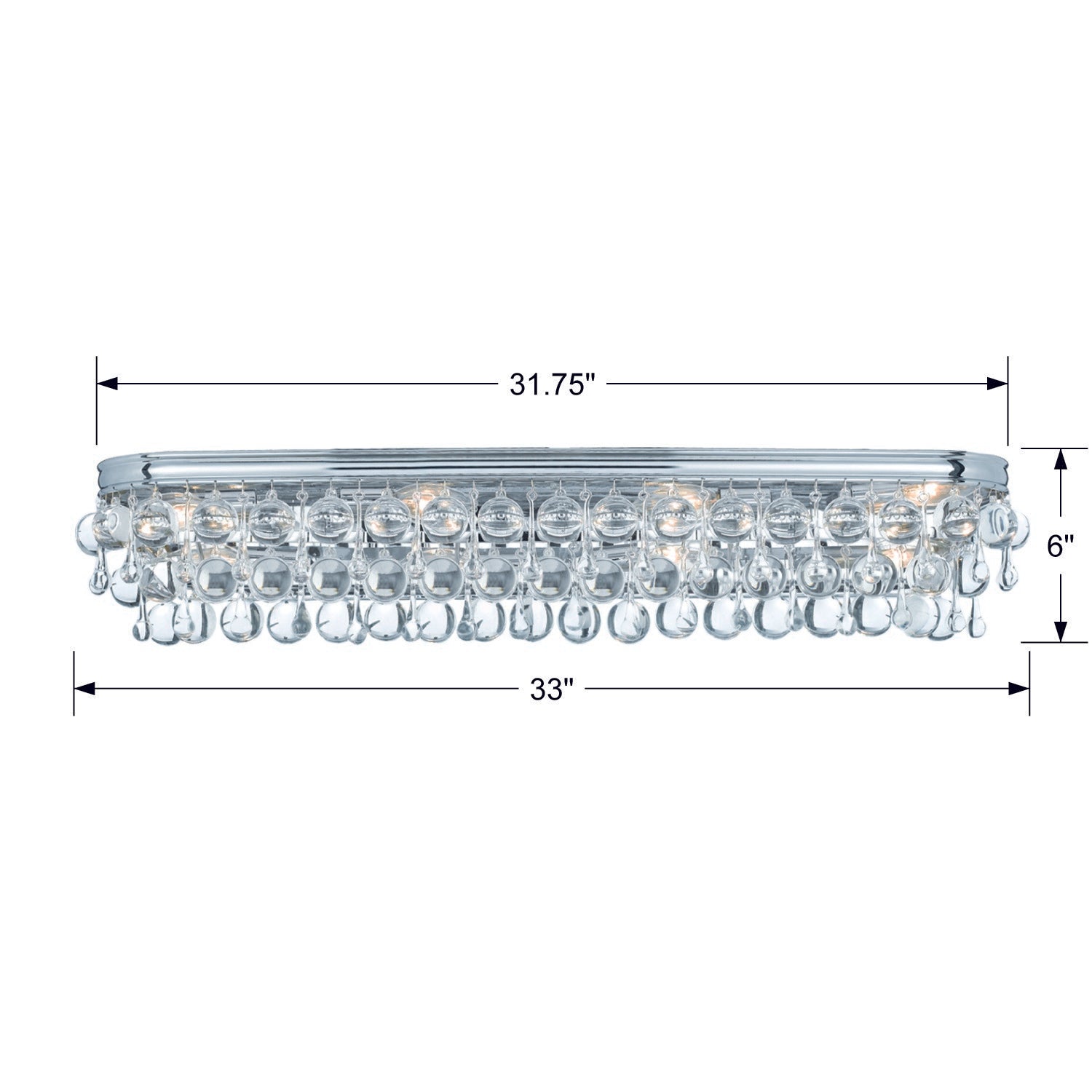 Crystorama Calypso 134-CH – 33 Inch – 8 Light – Bath Vanity Light – Polished Chrome – Damp Rated