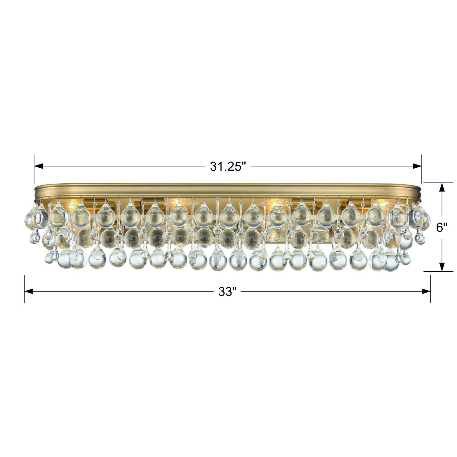 Crystorama Calypso 134-VG – 33 Inch – 8 Light – Bath Vanity Light – Vibrant Gold – Damp Rated