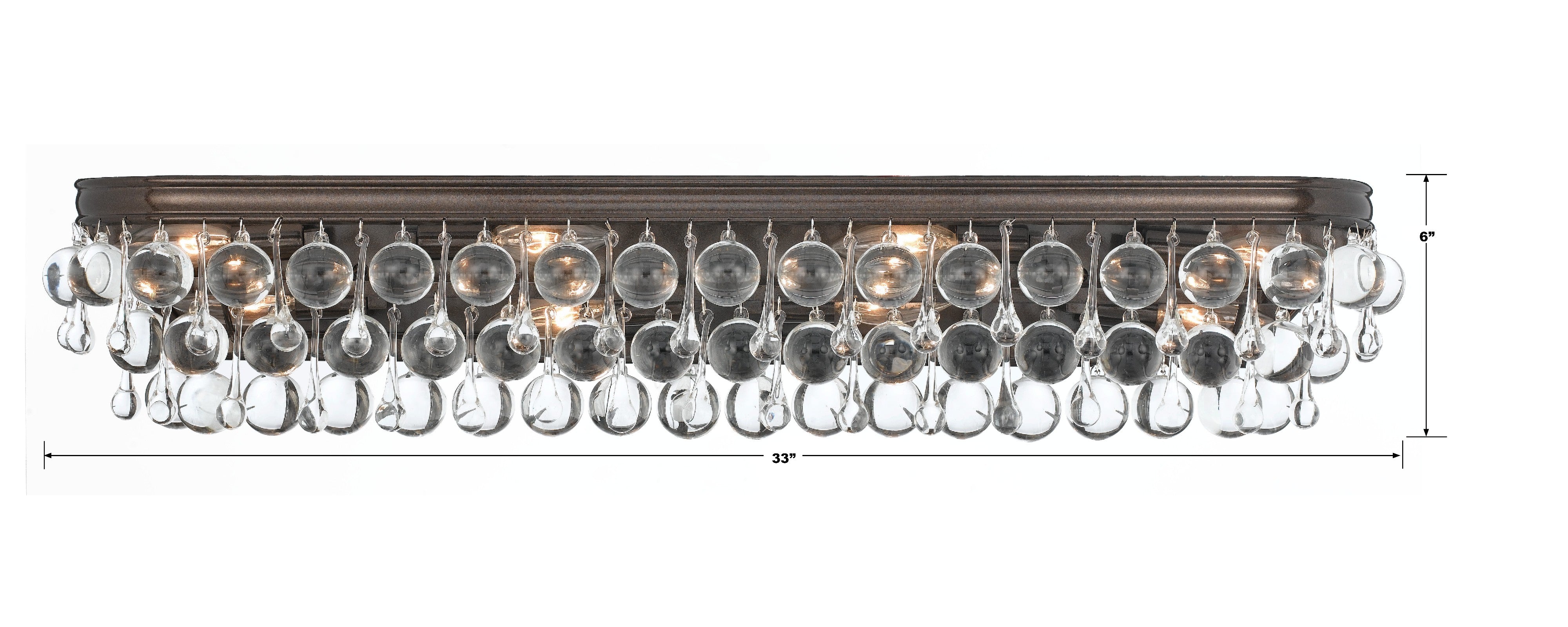 Crystorama Calypso 134-VZ – 33 Inch – 8 Light – Bath Vanity Light – Vibrant Bronze – Damp Rated