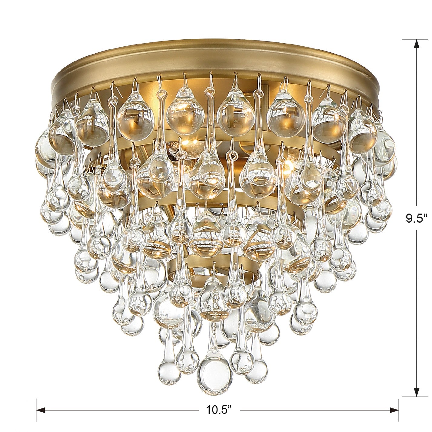 Crystorama Calypso 135-VG – 10.5 Inch – 3 Light – Semi Flush Mount Light – Vibrant Gold – Damp Rated