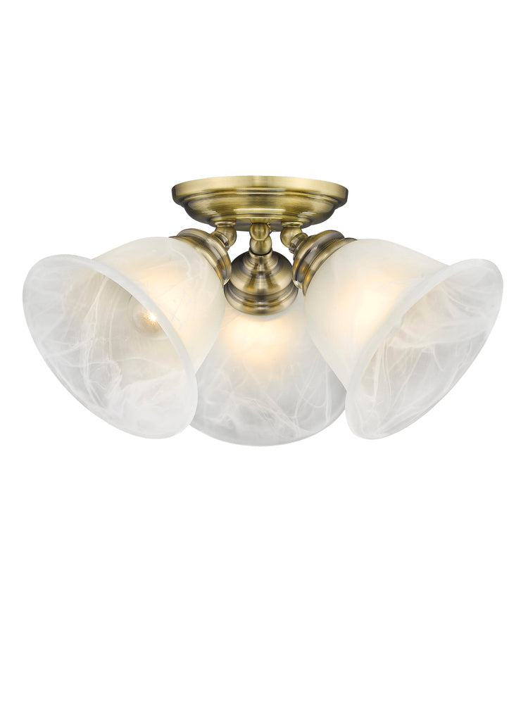 Livex Lighting ESSEX 1358-01 Flush Mount Contemporary - Antique Brass