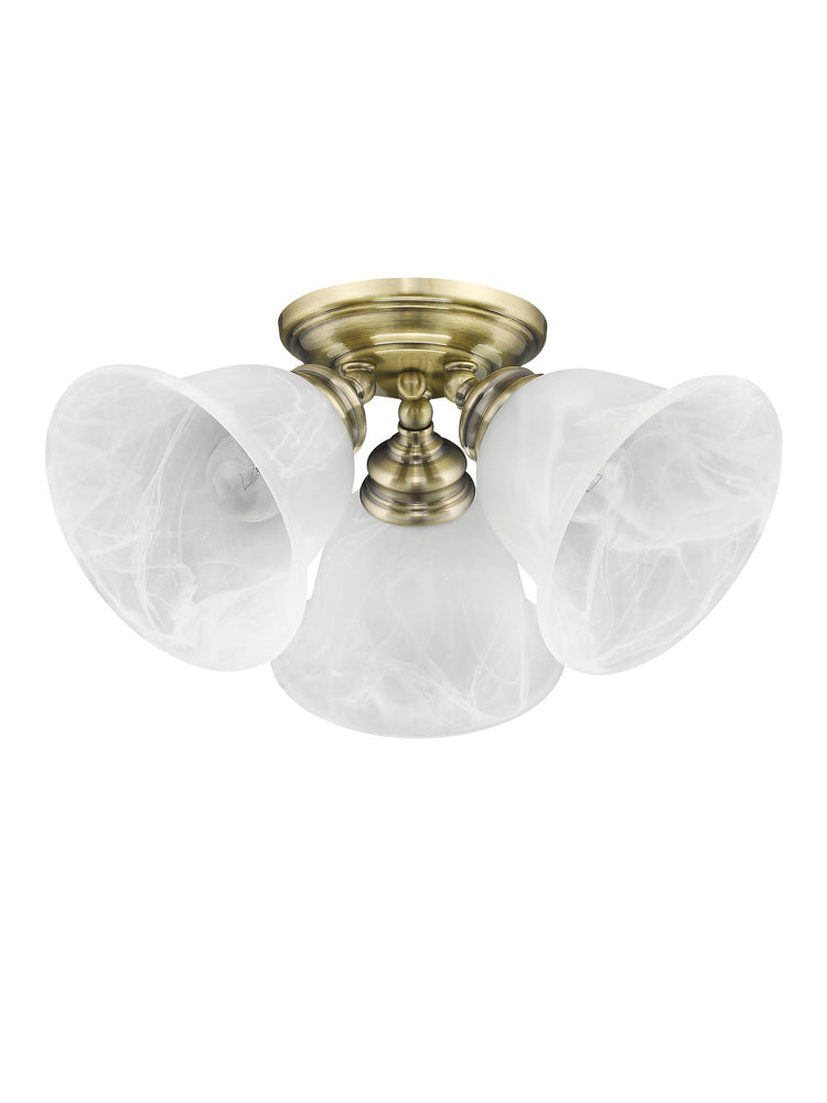 Livex Lighting ESSEX 1358-01 Flush Mount Contemporary - Antique Brass