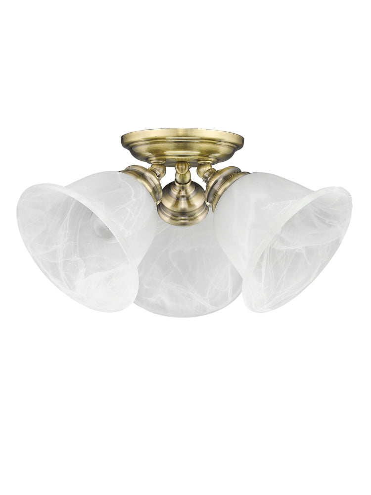 Livex Lighting ESSEX 1358-01 Flush Mount Contemporary - Antique Brass