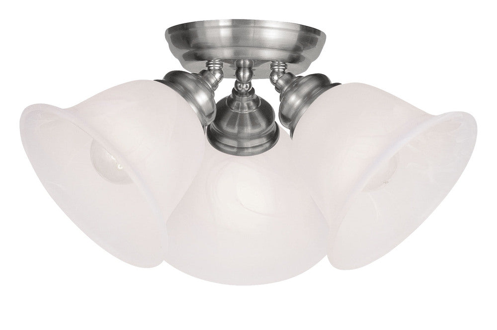 Livex Lighting ESSEX 1358-91 Flush Mount Contemporary - Brushed Nickel