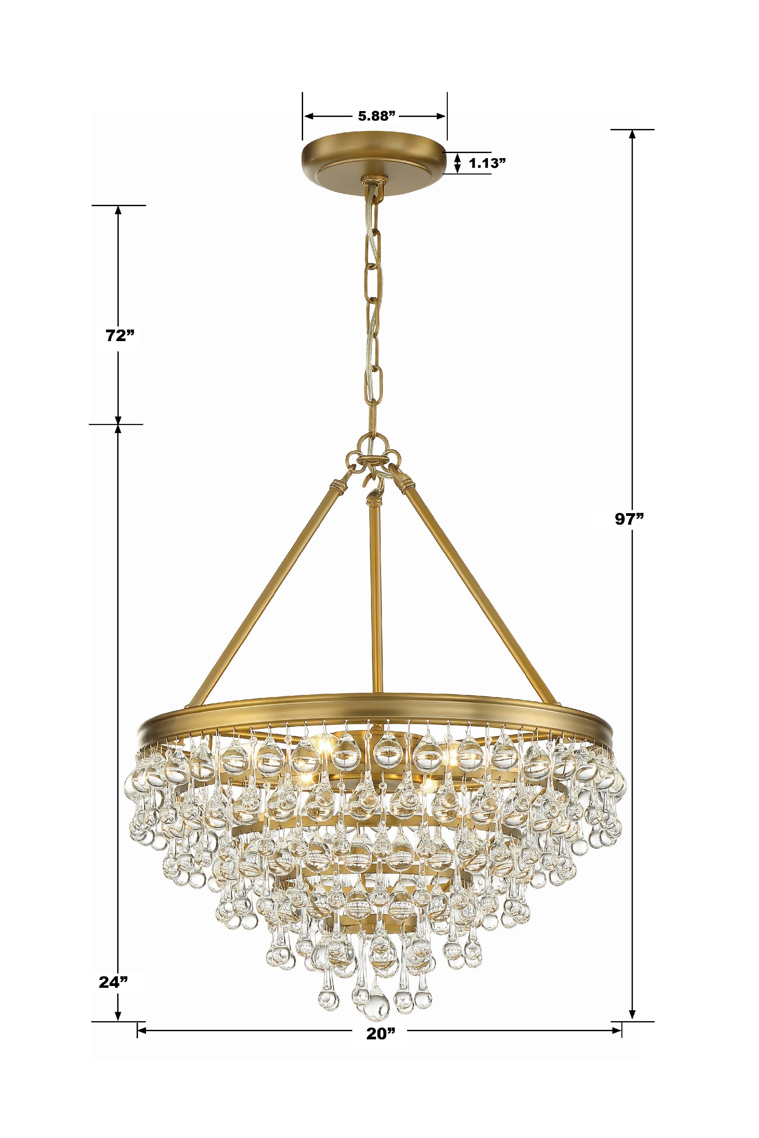 Crystorama Calypso 136-VG – 20 Inch – 6 Light – Chandelier – Vibrant Gold – Damp Rated