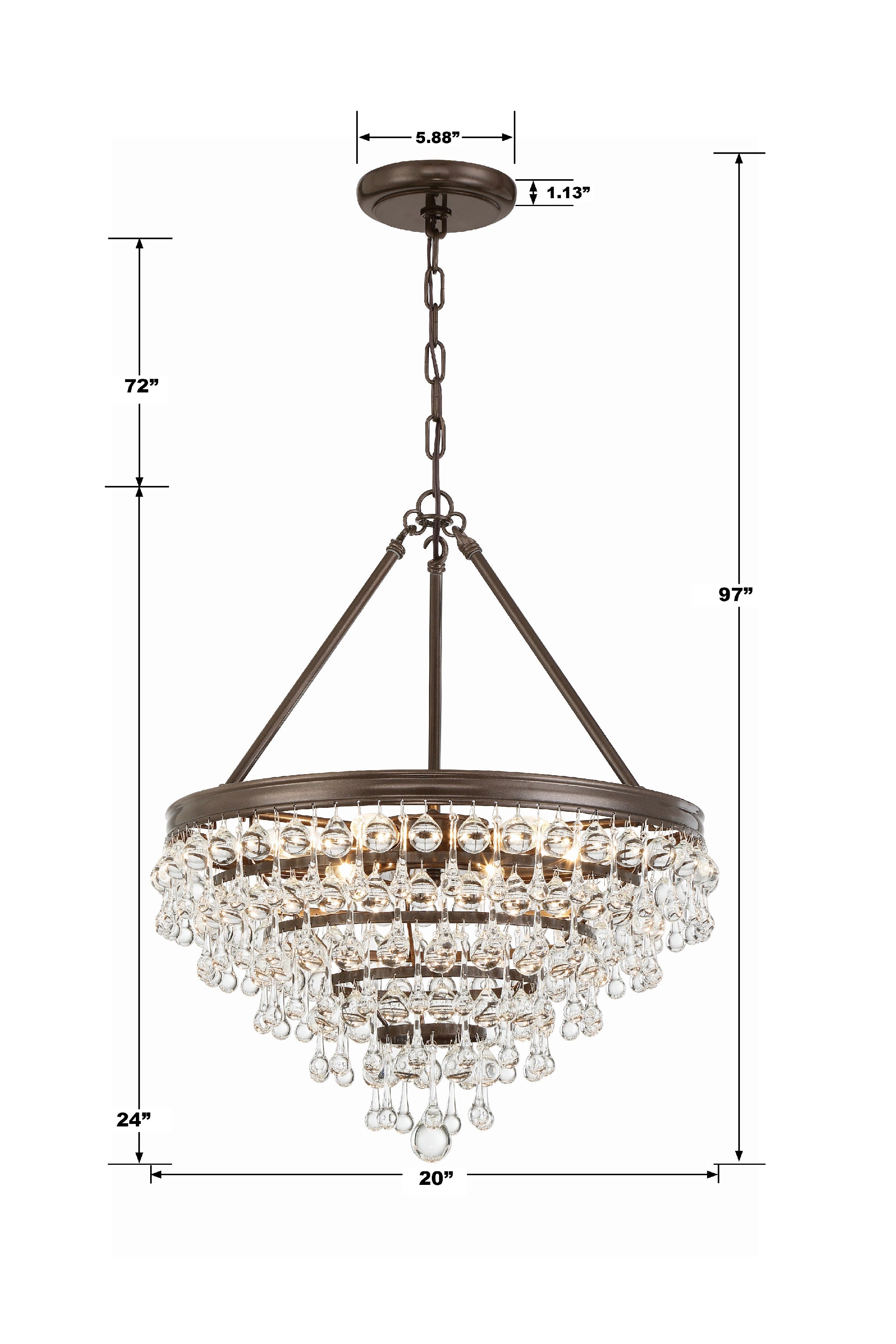 Crystorama Calypso 136-VZ – 20 Inch – 6 Light – Chandelier – Vibrant Bronze – Damp Rated