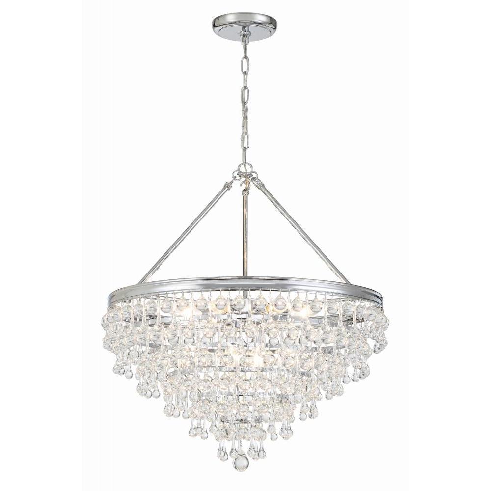 Calypso 8 Light Crystal Teardrop Polished Chrome Chandelier