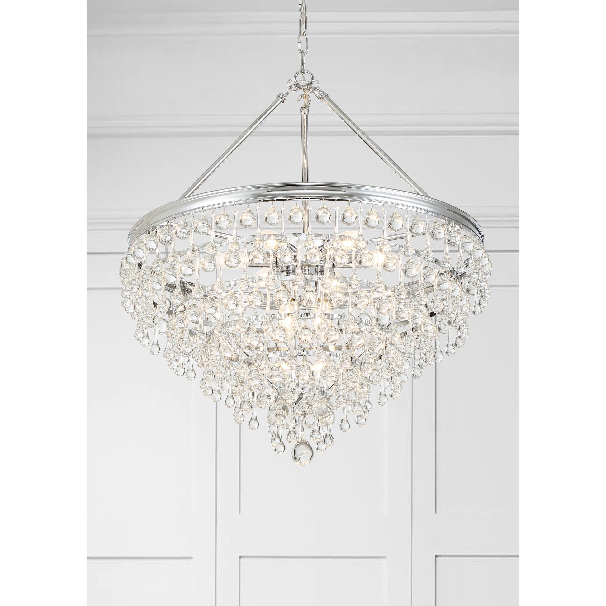 Crystorama Calypso 137-CH – 25 Inch – 8 Light – Chandelier – Polished Chrome – Damp Rated