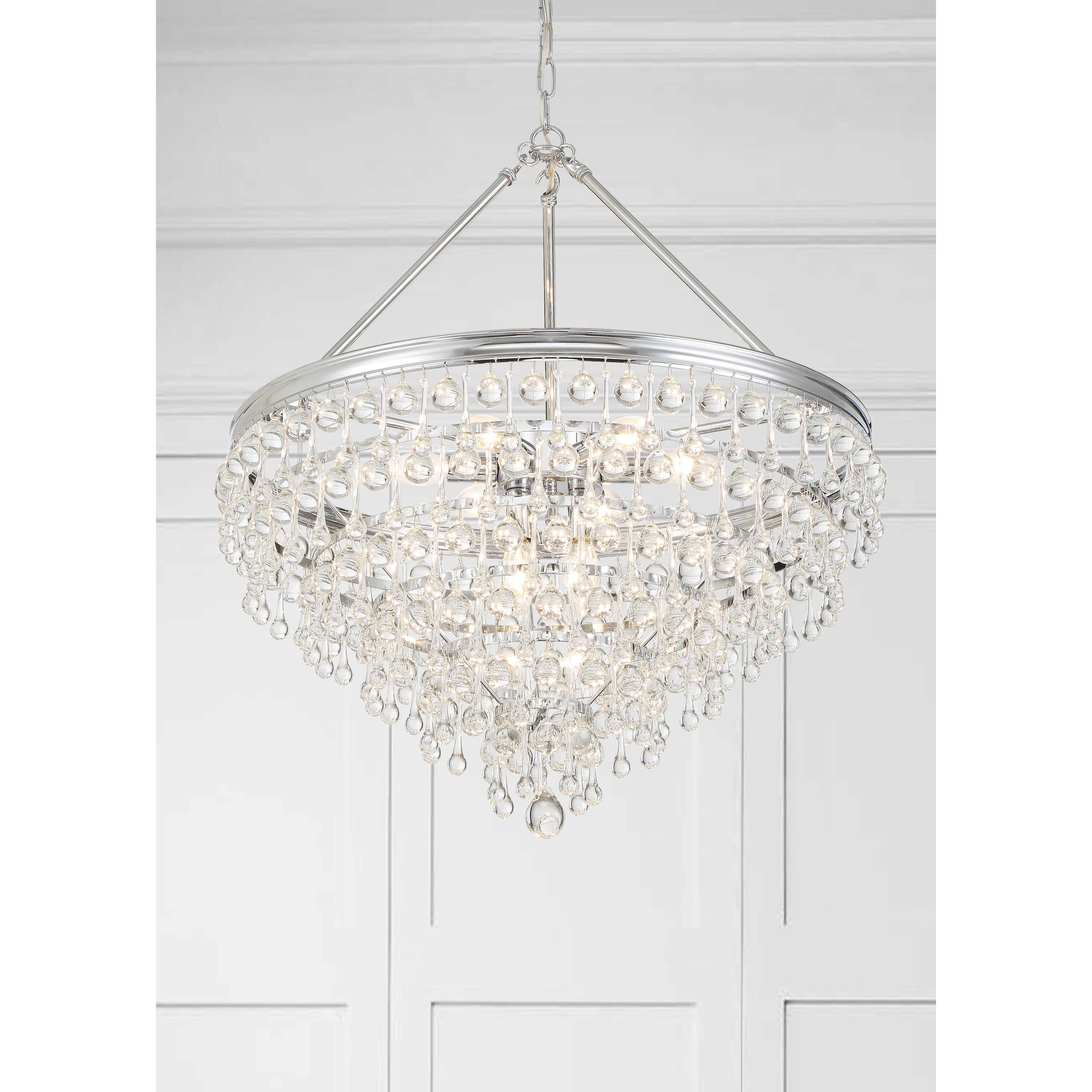 Crystorama Calypso 137-CH – 25 Inch – 8 Light – Chandelier – Polished Chrome – Damp Rated