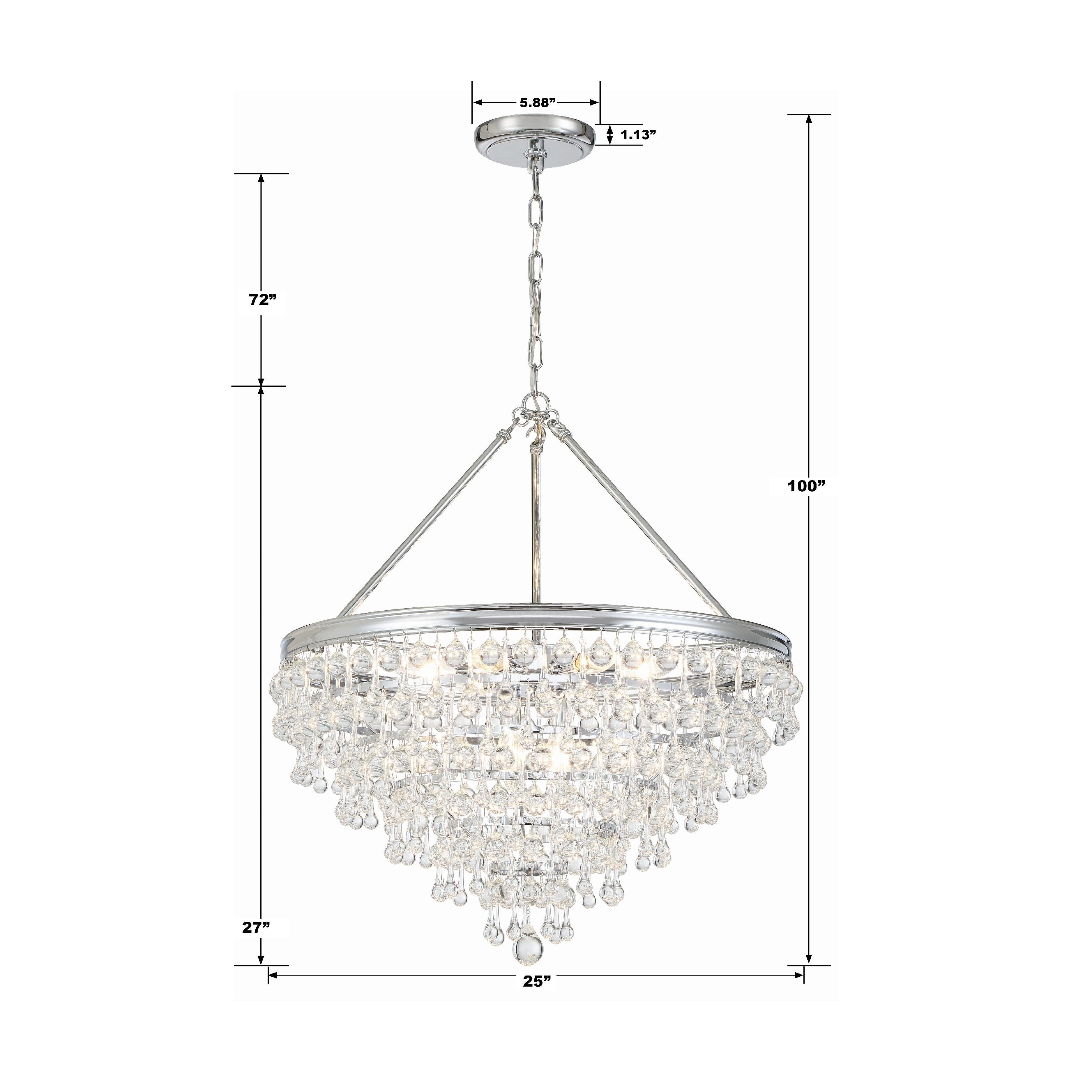 Crystorama Calypso 137-CH – 25 Inch – 8 Light – Chandelier – Polished Chrome – Damp Rated