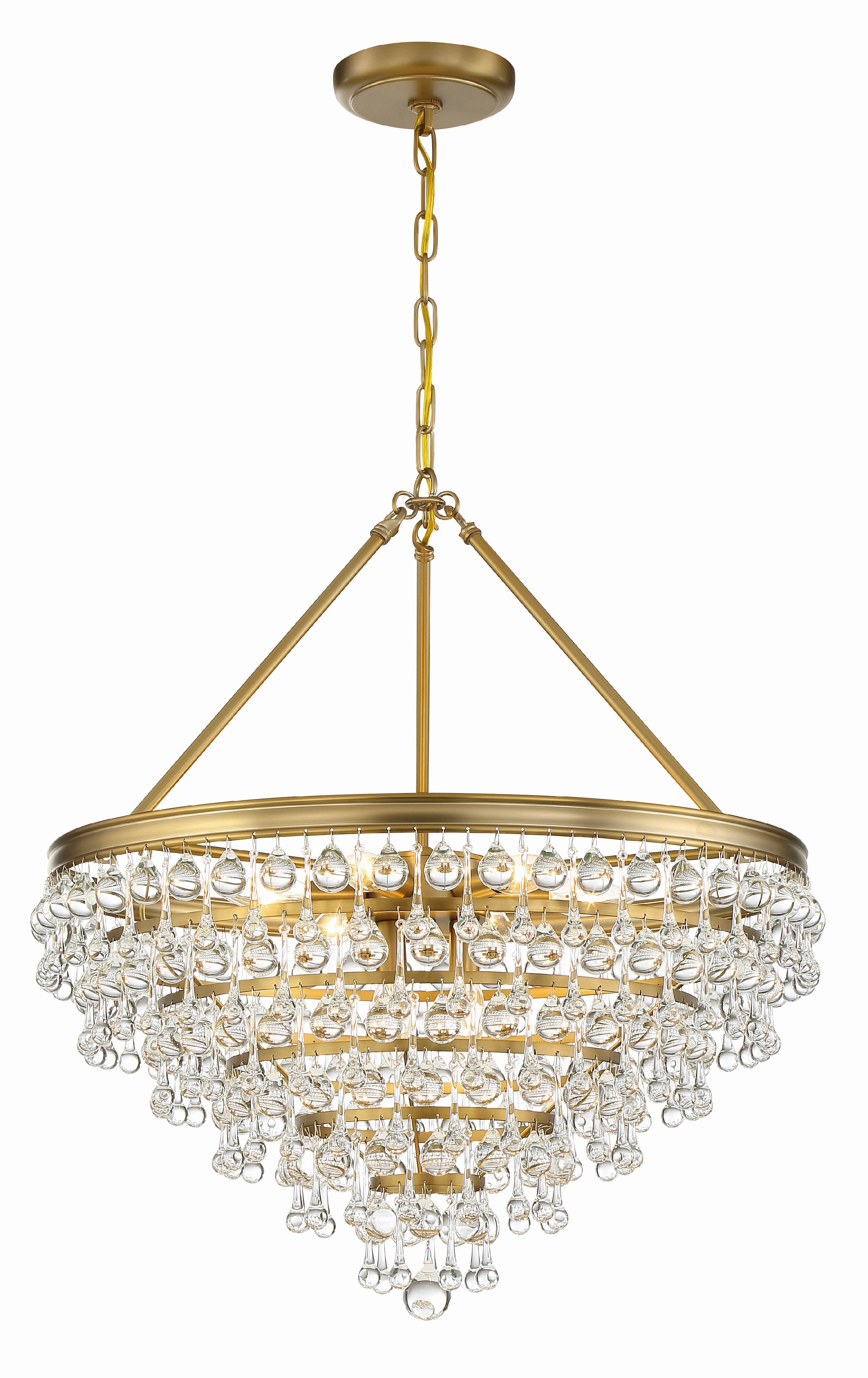 Crystorama Calypso 137-VG – 25 Inch – 8 Light – Chandelier – Vibrant Gold – Damp Rated