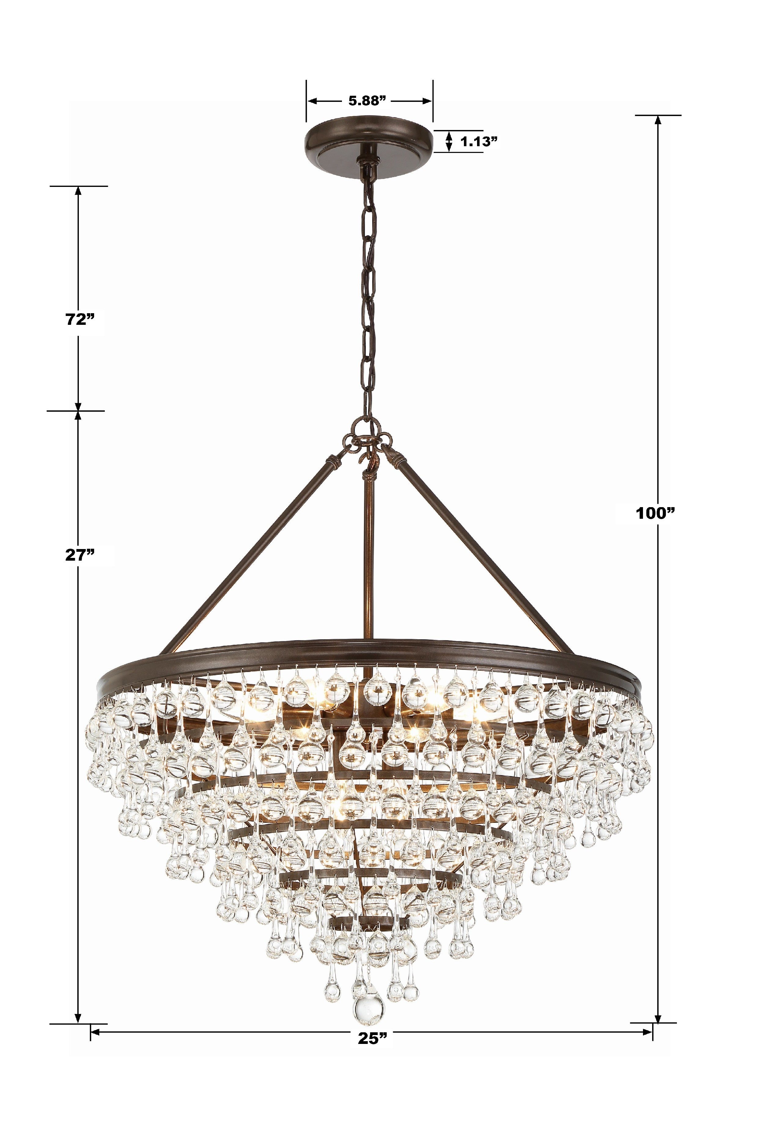 Crystorama Calypso 137-VZ – 25 Inch – 8 Light – Chandelier – Vibrant Bronze – Damp Rated