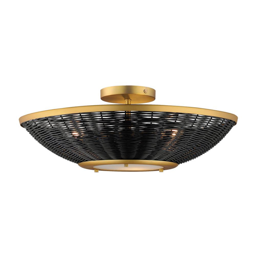 Maxim Lighting 14460BRNAB Rattan 20.25 Wall Sconce - Natural Aged Brass