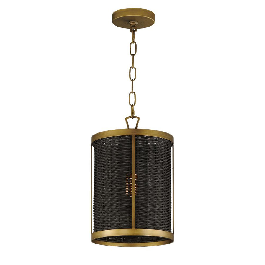Maxim Lighting 14461BRNAB Rattan 10 Inch Semi Flush Mount Light – Natural Aged Brass