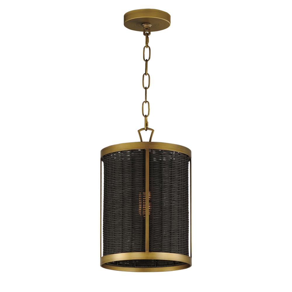 Rattan 10 Inch Semi Flush Mount Light – Natural Aged Brass