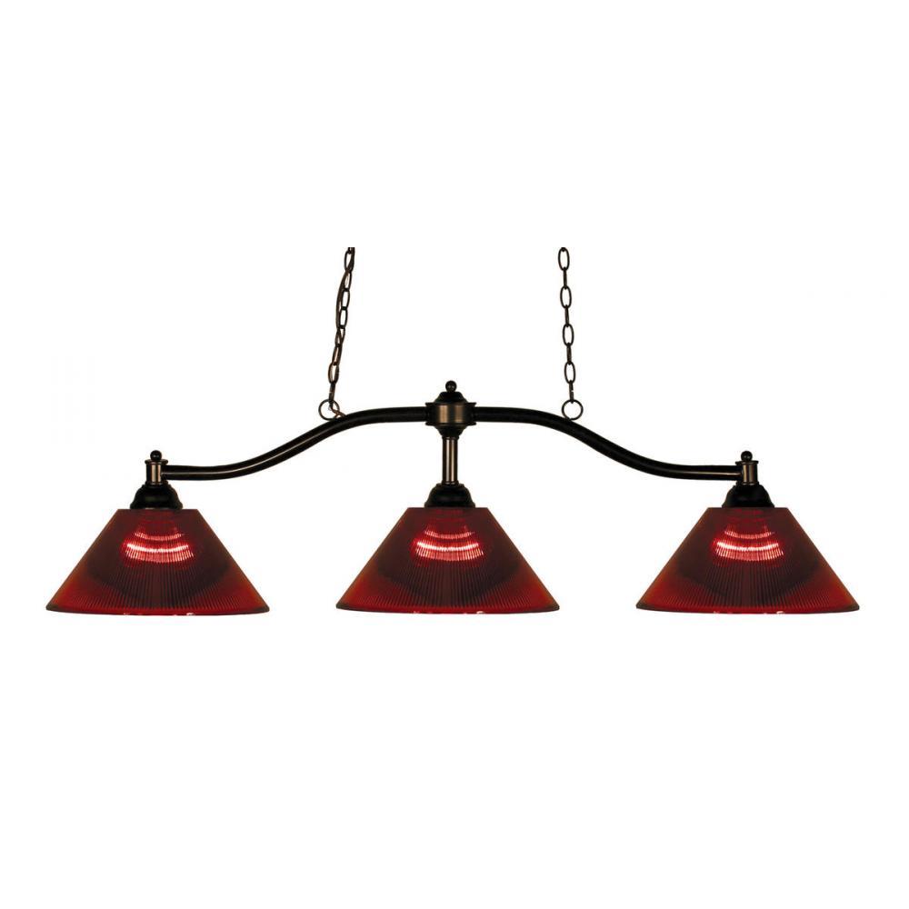 3 Light Billiard Table Light -Burgundy