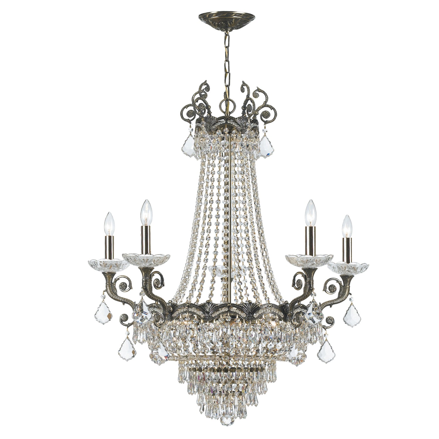 Crystorama Majestic 1486-HB-CL-MWP – 33 Inch – 11 Light – Chandelier – Historic Brass – Dry Rated
