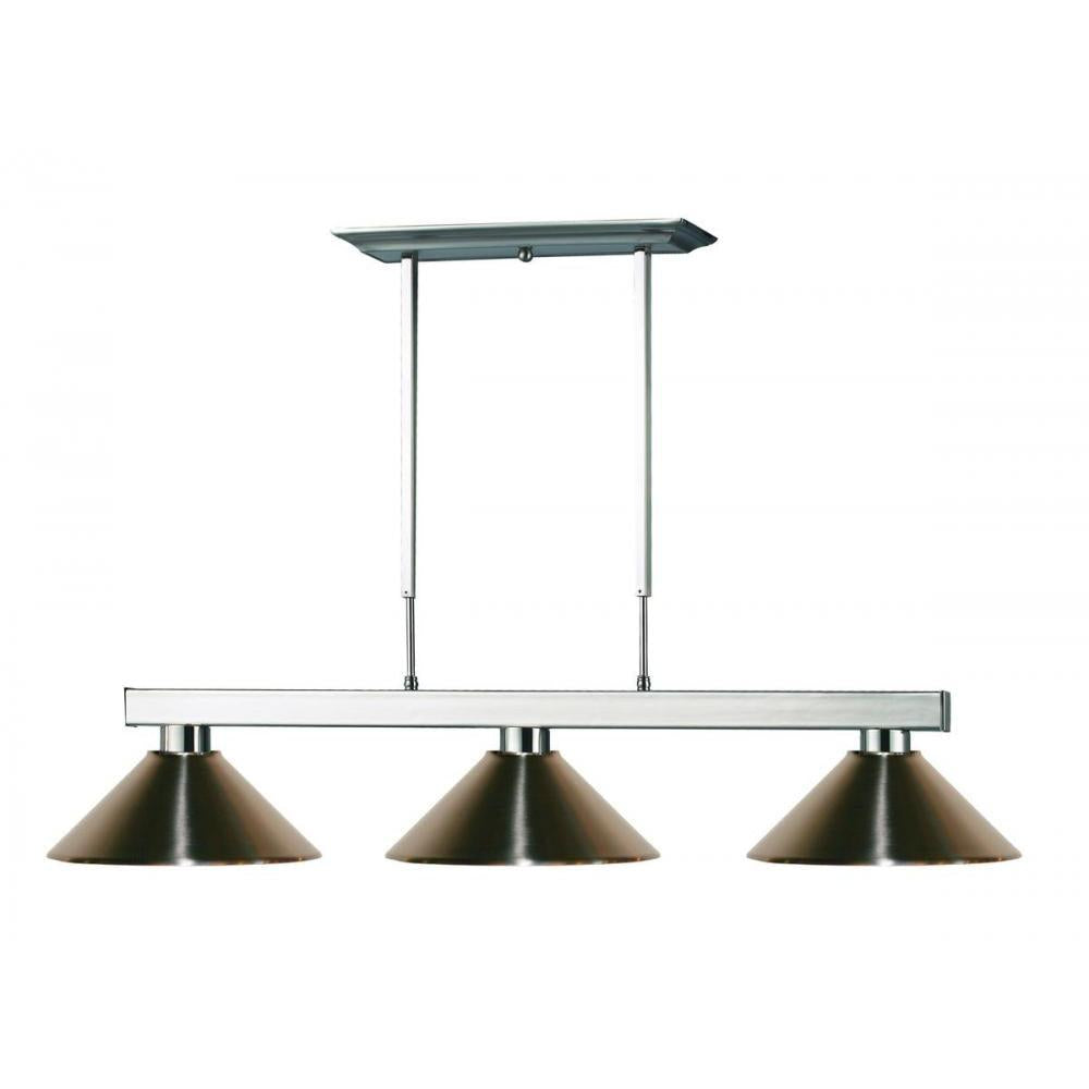3 Light Billiard Table Light -Brushed Nickel