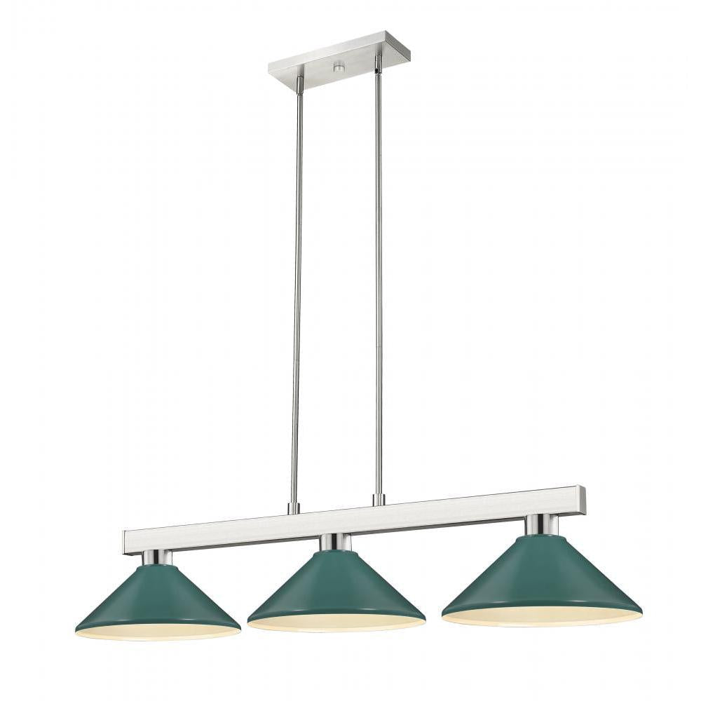 3 Light Billiard Table Light -Dark Green