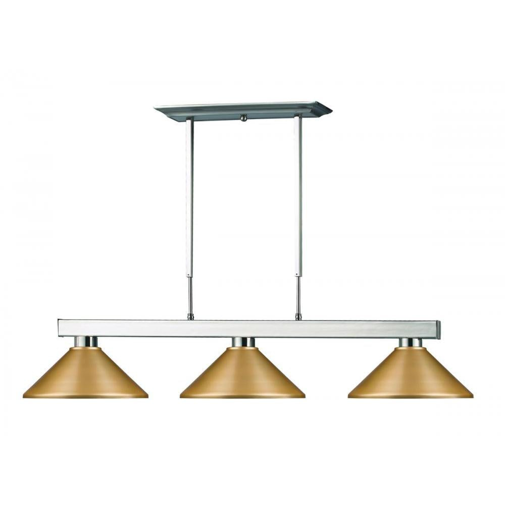 3 Light Billiard Table Light -Satin Gold