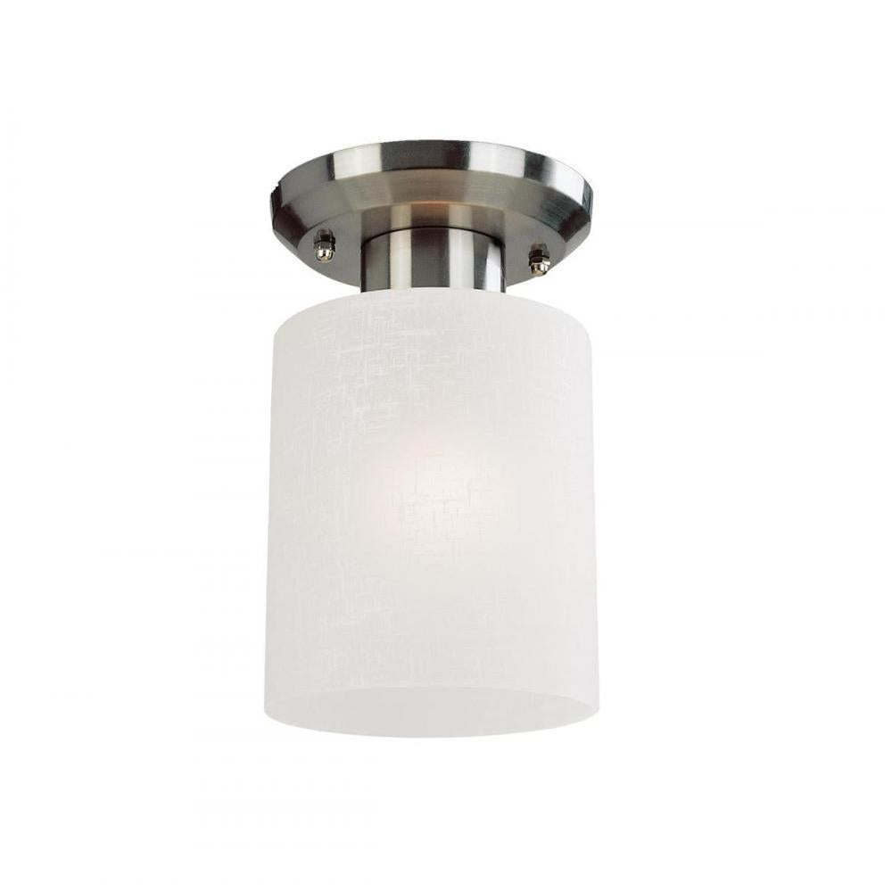 1 Light Flush Mount Light-White Linen