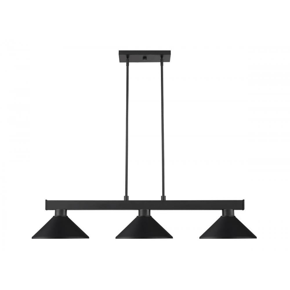 3 Light Billiard Table Light -Matte Black