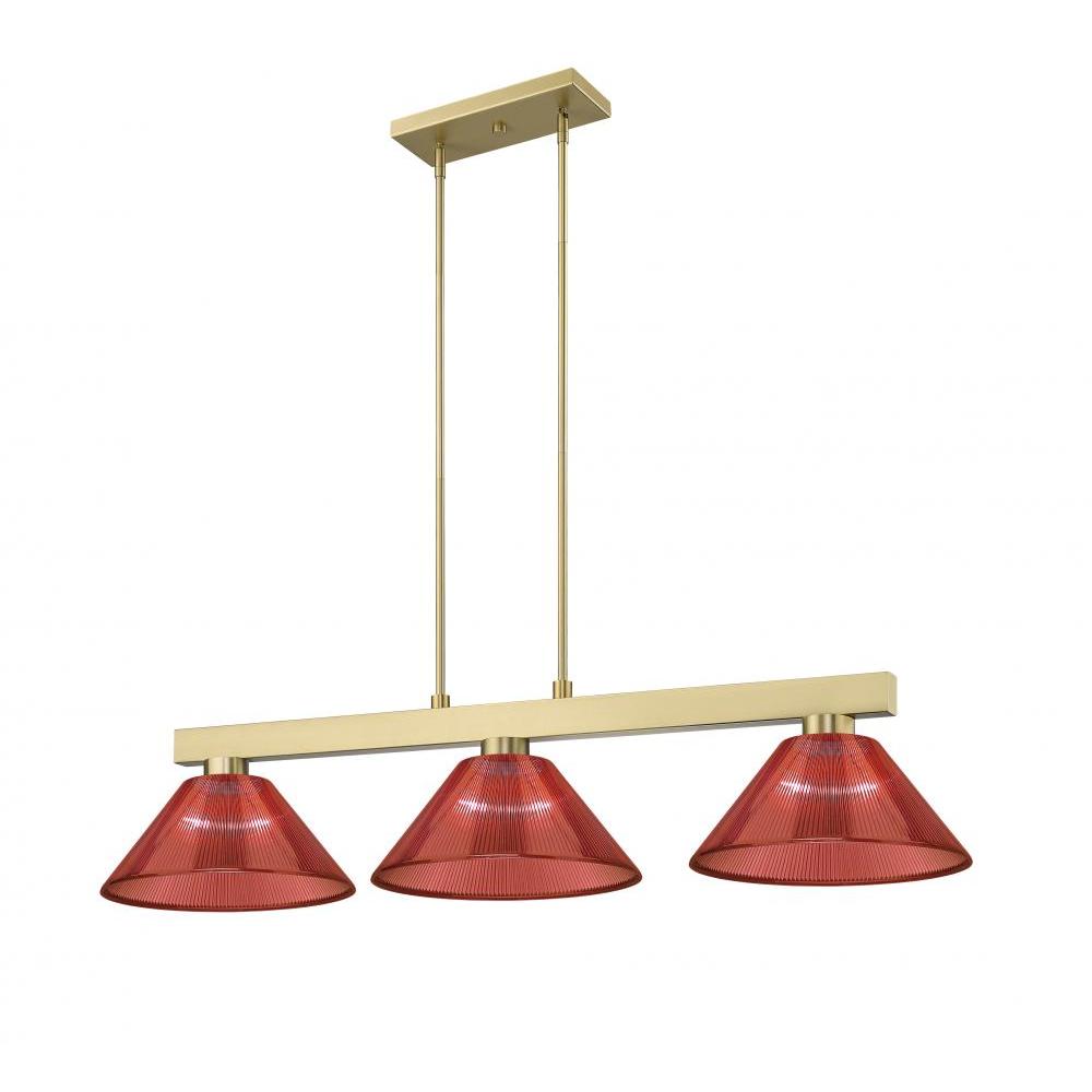 3 Light Billiard Table Light -Burgundy