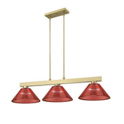 3 Light Billiard Table Light -Burgundy