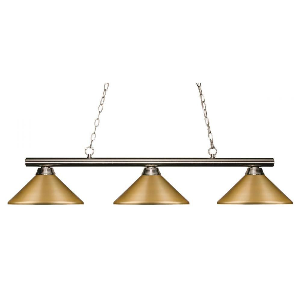 3 Light Billiard Table Light -Satin Gold