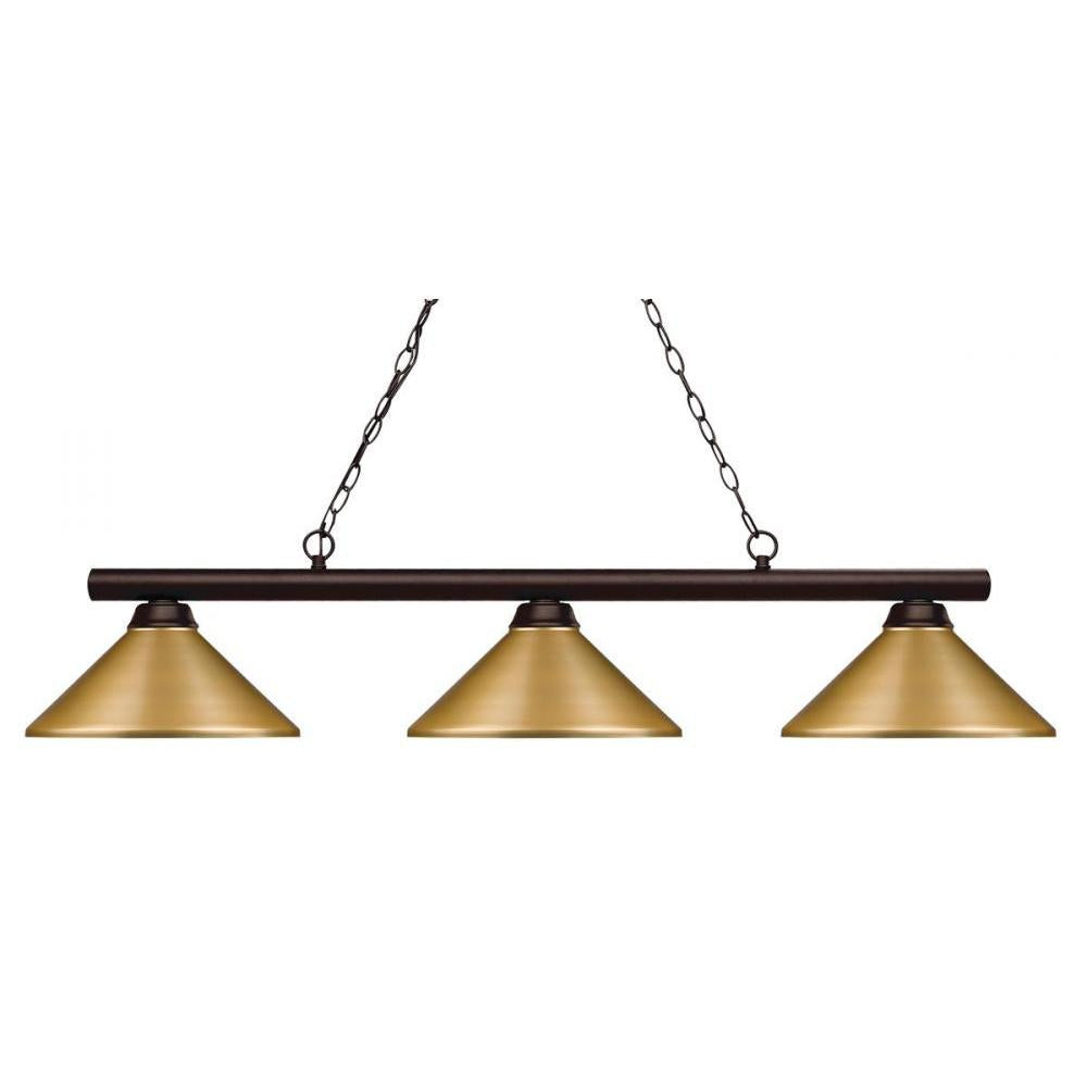 3 Light Billiard Table Light -Satin Gold