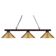3 Light Billiard Table Light -Satin Gold