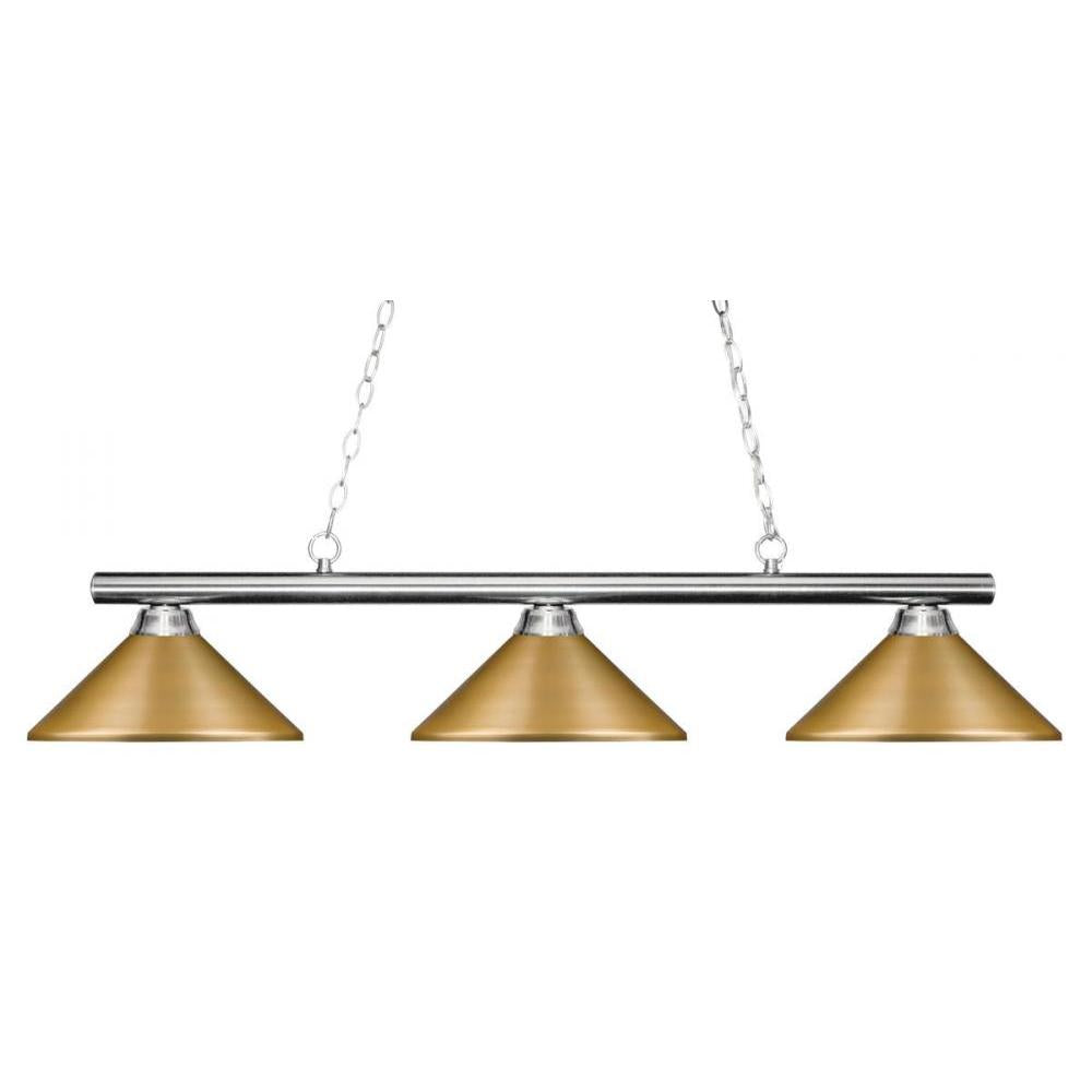 3 Light Billiard Table Light -Satin Gold