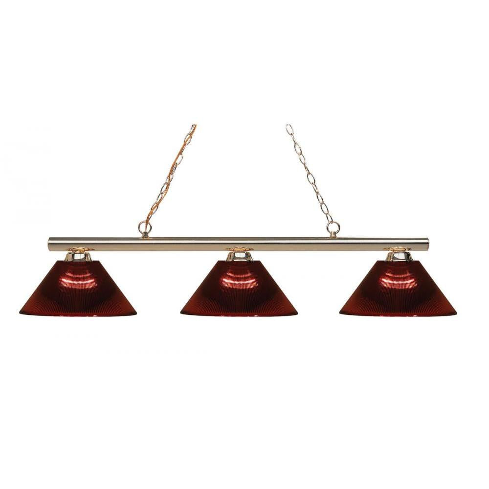 3 Light Billiard Table Light -Burgundy