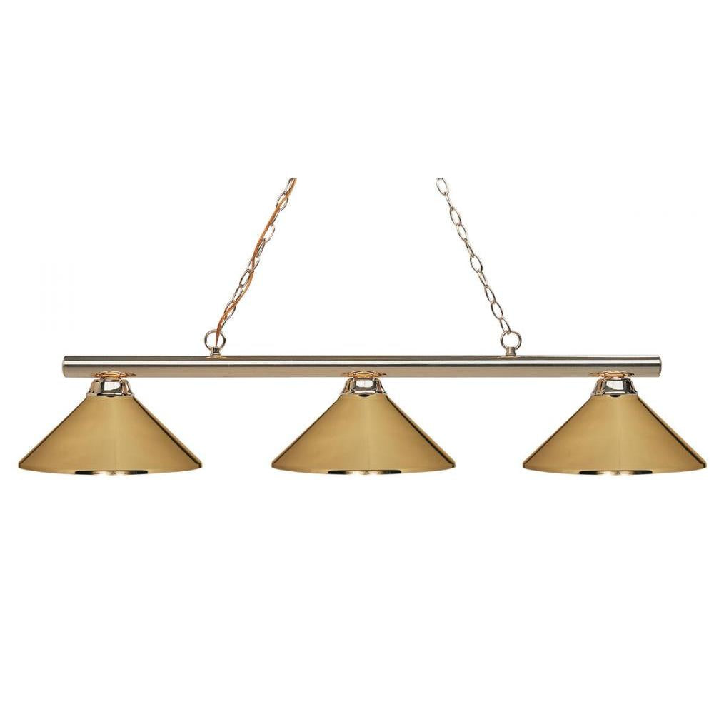 3 Light Billiard Table Light -Polished Brass
