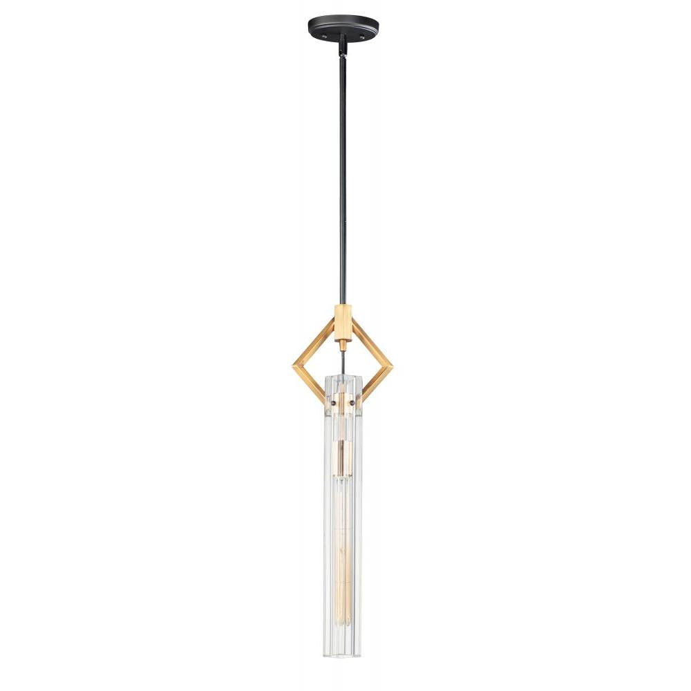 Flambeau 3 Inch Semi Flush Mount Light – Black / Antique Brass