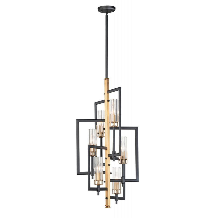 Flambeau 14 Inch Chandelier – Black / Antique Brass