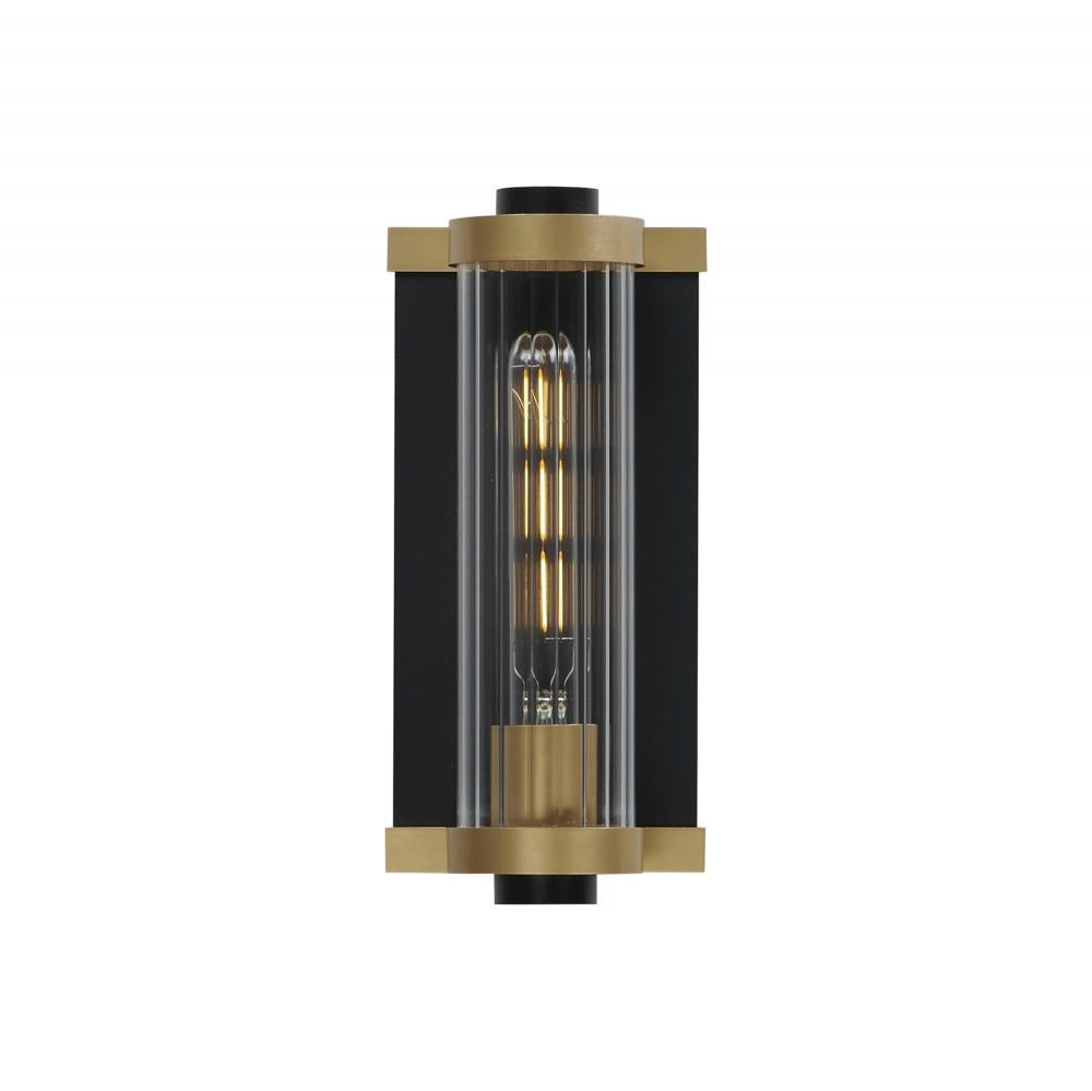Opulent 5 Inch Outdoor Wall Lantern – Black / Antique Brass