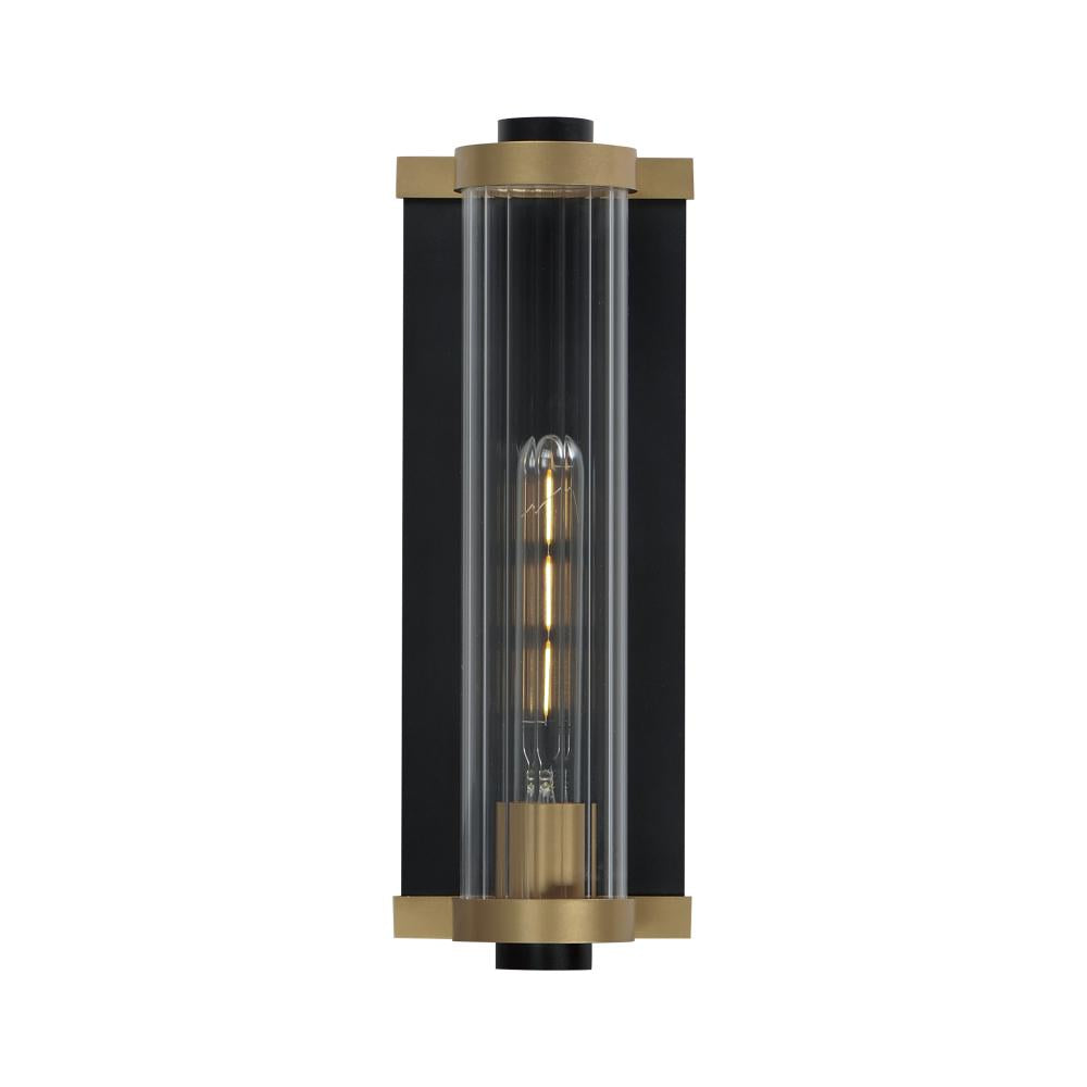 Opulent 5 Inch Outdoor Wall Lantern – Black / Antique Brass