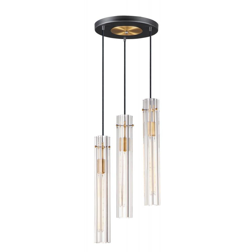 Flambeau 12.75 Inch Chandelier – Black / Antique Brass