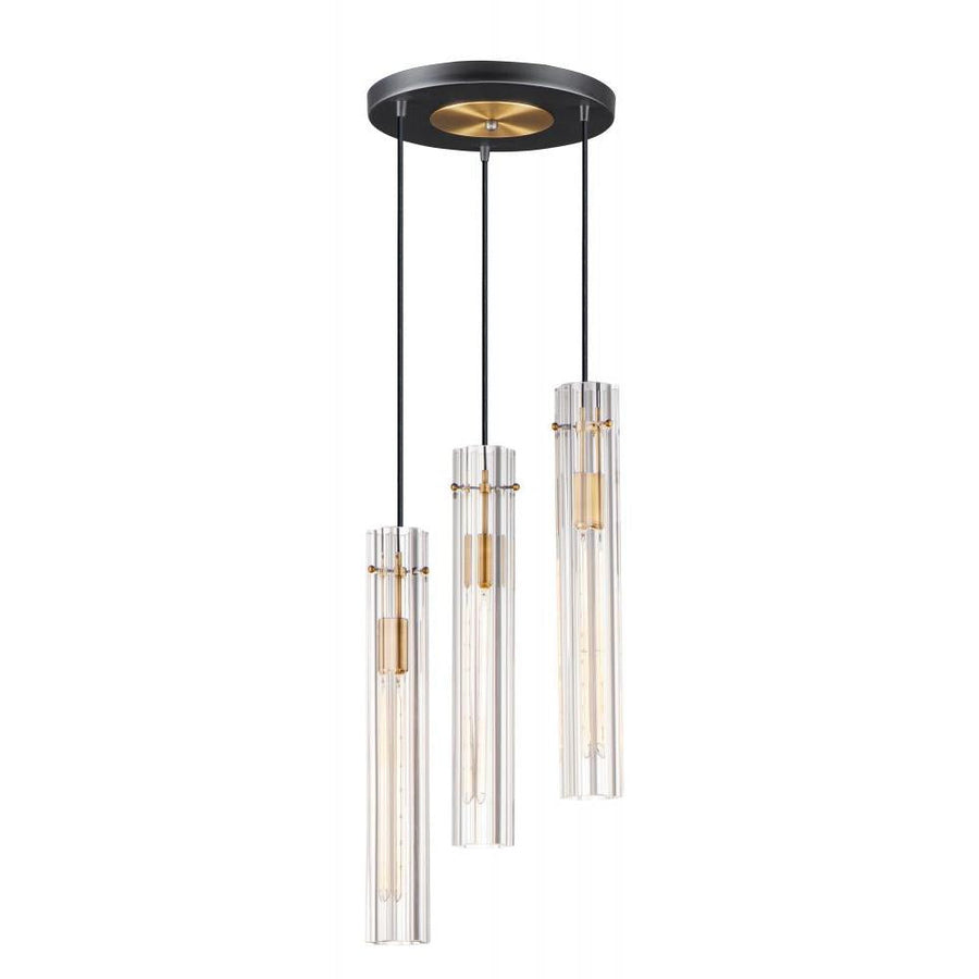 Flambeau 12.75 Inch Chandelier – Black / Antique Brass