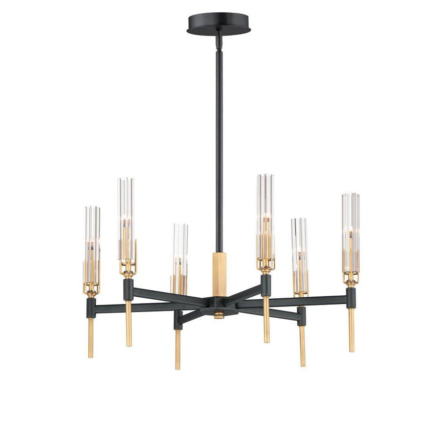 Flambeau 24.75 Inch Chandelier – Black / Antique Brass