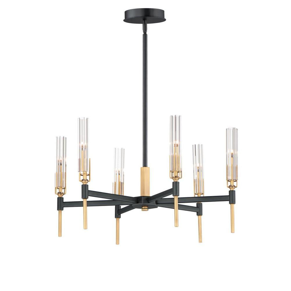 Flambeau 24.75 Inch Chandelier – Black / Antique Brass