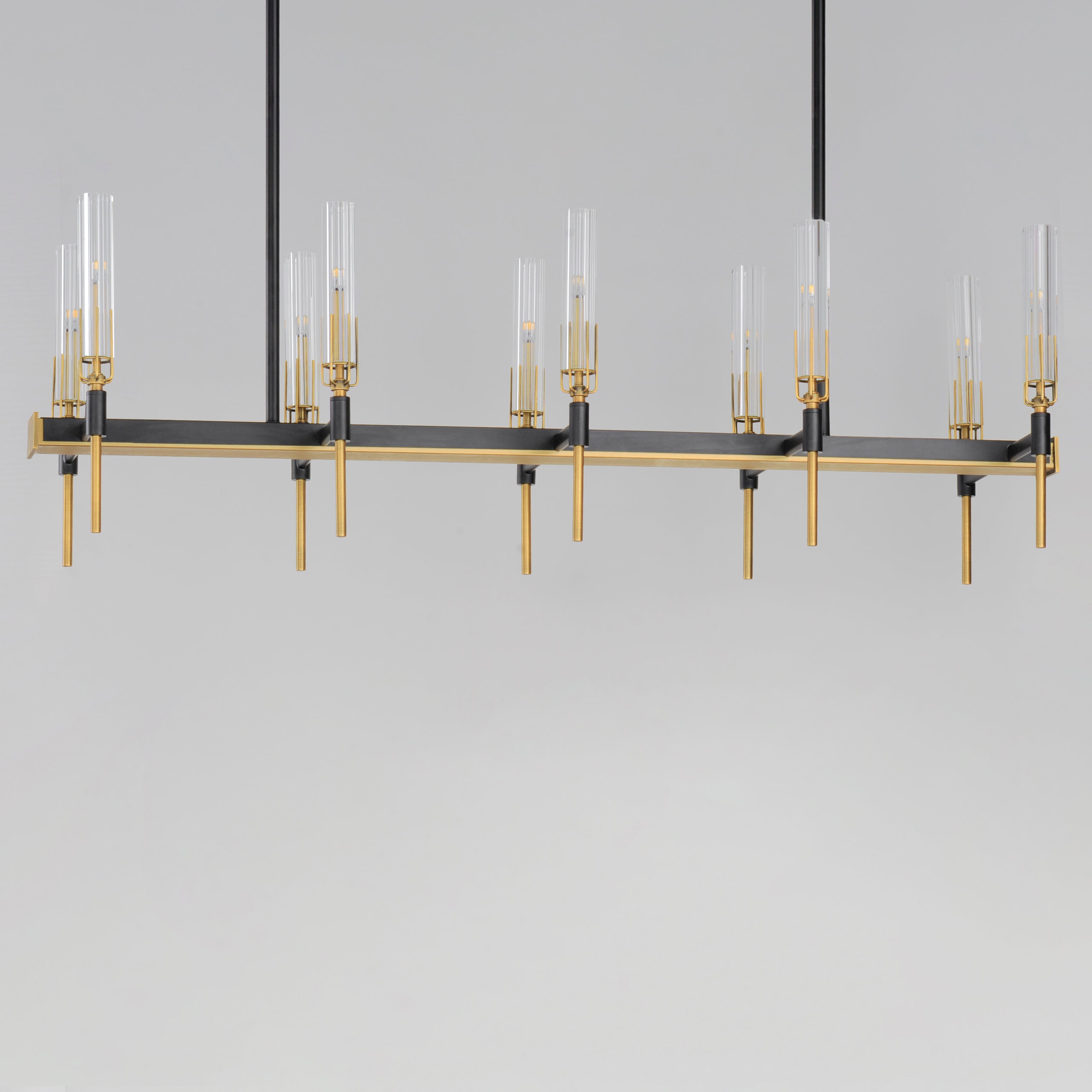12 Inch Linear Pendant – Black / Antique Brass