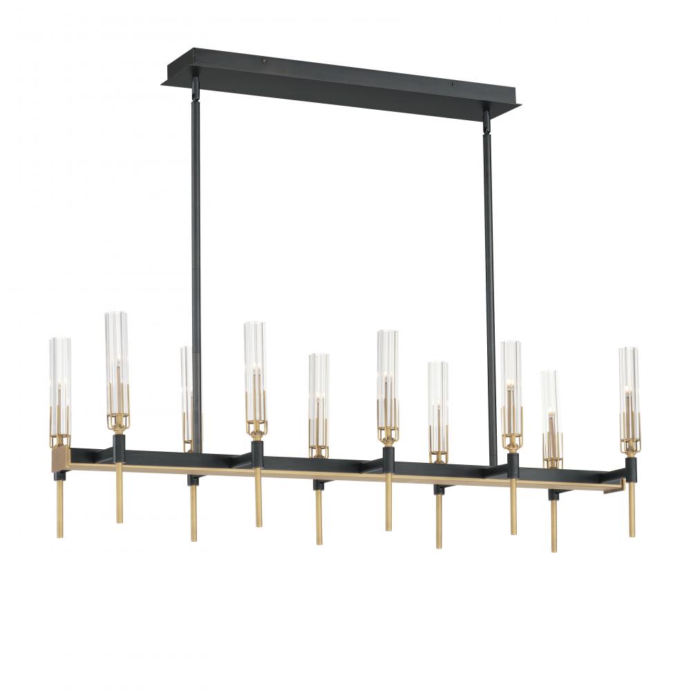 Flambeau 45.25 Inch Linear Pendant – Black / Antique Brass