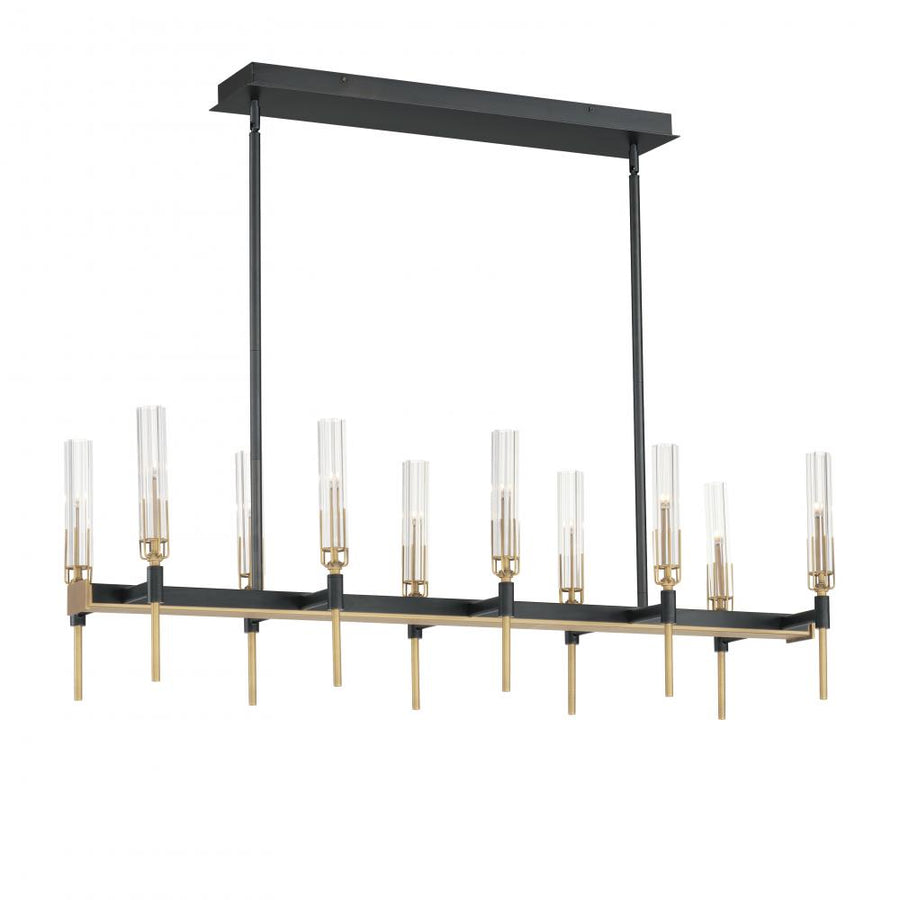 Maxim Lighting 16127CLBKAB Flambeau 45.25 Inch Linear Pendant – Black / Antique Brass