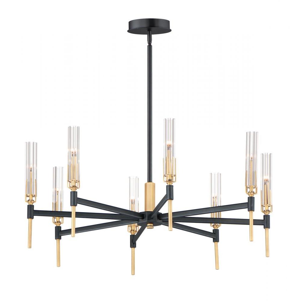 Flambeau 33 Inch Chandelier – Black / Antique Brass