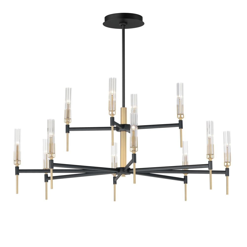 Flambeau 48 Inch Chandelier – Black / Antique Brass